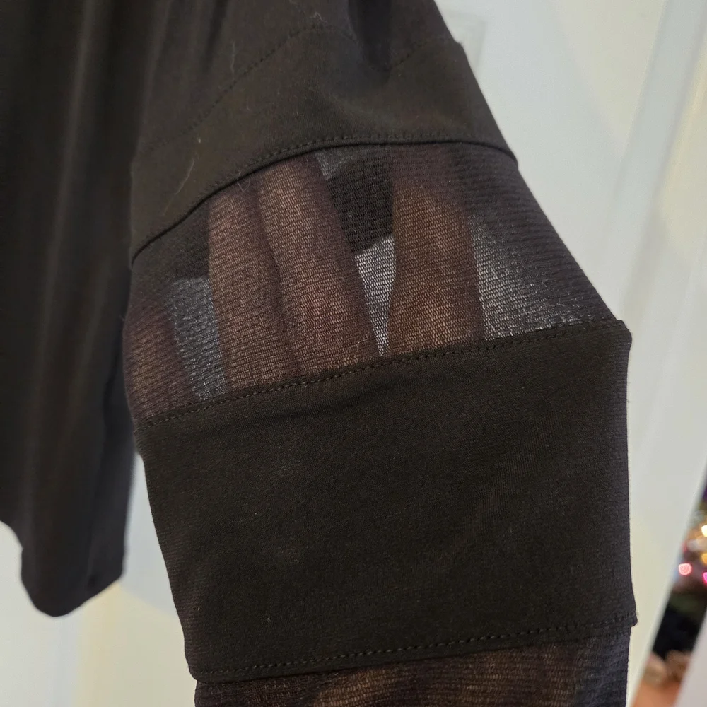 INC International Concepts Sheer Sleeve Black Top - Picture 3 of 4